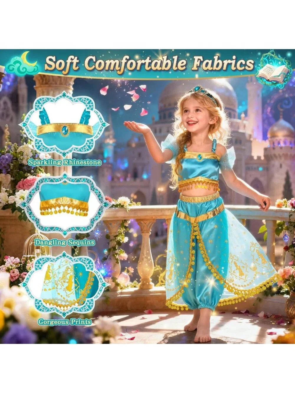 Princess Dress Up Clothes for Girls 3-6 Pretend Role Play Costume Set